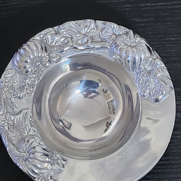 Holland Boone Polished Pewter 8 Inch Round 3D Relief Pumpkin Bowl - Picture 5 of 10